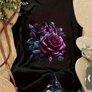 Floral Black Tank Top